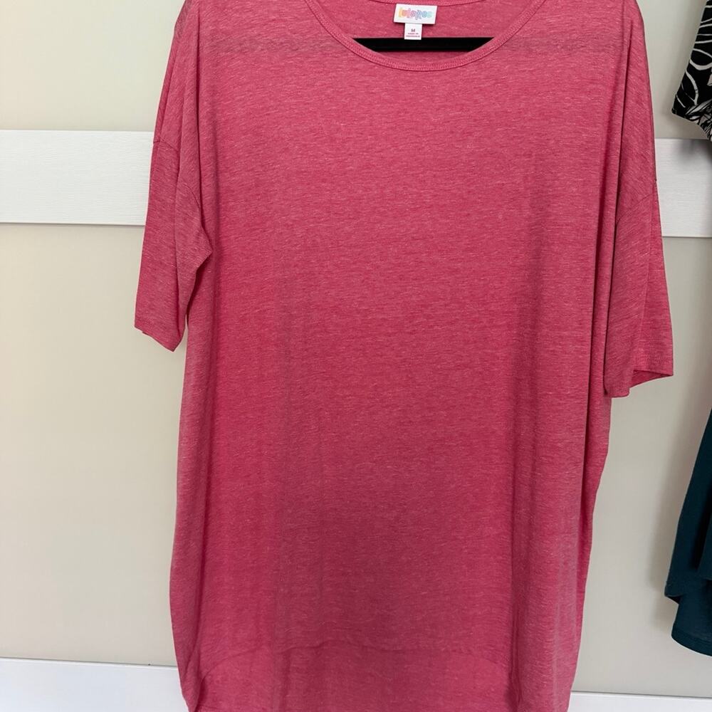 LuLaRoe Irma Tunic Top Women’s Medium M Pink Heathered High Low Oversized Shirt